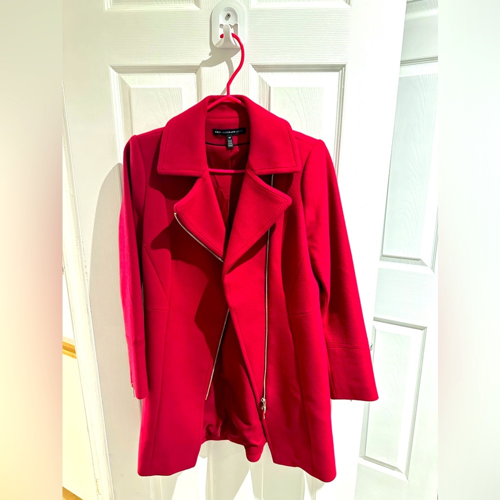 Women’s White House wool blend mid length, zippered coat, small petite